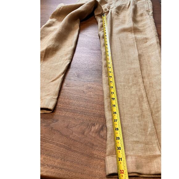 Brooks Brothers 346 Linen Pants Men’s 34x32 Tan Herringbone Dress Trousers - Picture 8 of 8